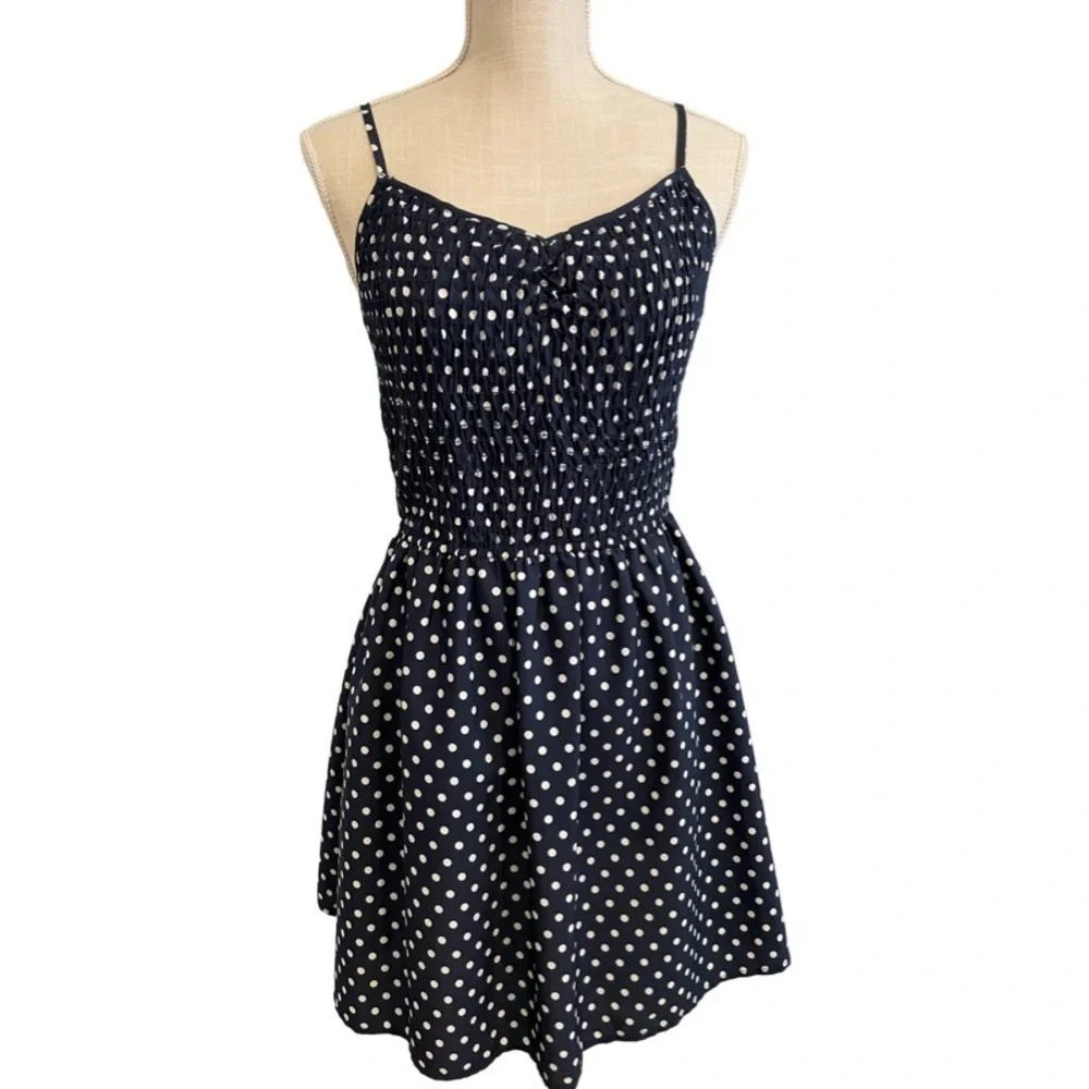 Navy Polka Dot Sundress EUC - Picture 1 of 6